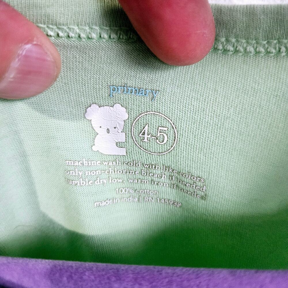 Primary Girls 4-5 Short Sleeve Cinch Waist Dress Light Pastel Green 100% Cotton - Picture 5 of 6